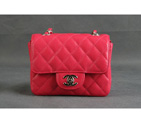 Chanel 1115 mini Classic Flap Bag Original Caviar Leather Red in Silver 1115