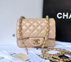 Chanel 1115 mini Classic Flap Bag Original Sheepskin Leather Lavender Apricot in Gold 1115