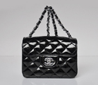 Chanel 1115 mini Classic Flap Bag Patent Leather Black in Silver 1115
