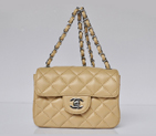 Chanel 1115 mini Classic Flap Bag Sheepskin Leather Apricot in Silver 1115