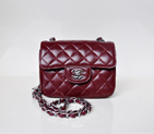 Chanel 1115 mini Classic Flap Bag Sheepskin Leather Claret in Silver 1115