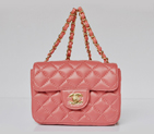 Chanel 1115 mini Classic Flap Bag Sheepskin Leather Peach in Gold 1115
