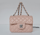 Chanel 1115 mini Classic Flap Bag Sheepskin Leather Pink in Silver 1115