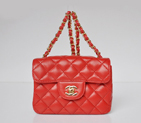 Chanel 1115 mini Classic Flap Bag Sheepskin Leather Red in Gold 1115