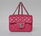 Chanel 1115 mini Classic Flap Bag Sheepskin Leather Rose in Silver 1115