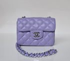 Chanel 1115 mini Classic Flap Bag Sheepskin Leather Violet in Silver 1115