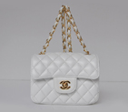 Chanel 1115 mini Classic Flap Bag Sheepskin Leather White in Gold 1115