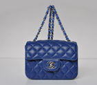 Chanel 1115 mini Classic Flap Bag Sheepskin Leather blue in Silver 1115