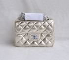Chanel 1115 mini Classic Flap Bag Sheepskin Leather light gold in Silver 1115