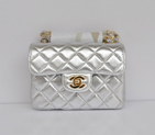 Chanel 1115 mini Classic Flap Bag Sheepskin Leather light silver in Gold 1115