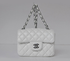 Chanel 1115 mini Classic Flap Bag Sheepskin Leather white in Silver 1115