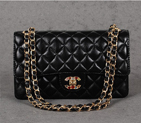 Chanel 1119 Flap Bag Sheepskin Leather Black with Colorful Diamond CC logo 1119