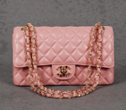 Chanel 1119 Flap Bag Sheepskin Leather Cherry pink with Colorful Diamond CC logo 1119