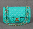 Chanel 1119 Flap Bag Sheepskin Leather Green with Colorful Diamond CC logo 1119