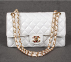 Chanel 1119 Flap Bag Sheepskin Leather White with Colorful Diamond CC logo 1119