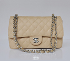 Chanel 2.55 Classic Flap Bag Caviar Leather 1112 in Apricot with Silver Hardware 1112