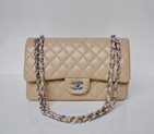 Chanel 2.55 Classic Flap Bag Sheepskin Leather in Apricot with Silver Hardware 1112