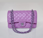 Chanel 2.55 Classic Flap Bag Sheepskin Leather in Pink Purple with Silver Hardware 1112