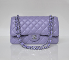 Chanel 2.55 Classic Flap Bag Sheepskin Leather in Plum red with Silver Hardware 1112