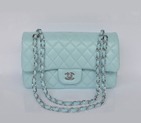 Chanel 2.55 Classic Flap Bag lake blue Sheepskin Leather Silver 1112