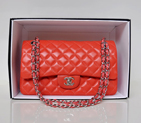 Chanel 2.55 Classic Original Leather Flap Bag 1112 in Orange with Silver Hardware 1112