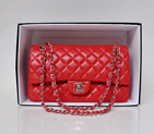 Chanel 2.55 Classic Original Leather Flap Bag 1112 in Red with Silver Hardware 1112