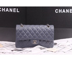 Chanel 2.55 Classic Original Sheepskin Leather Flap Bag 1112 in Dark Gray with Silver Hardware 1112