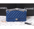 Chanel 2.55 Classic Original Sheepskin Leather Flap Bag 1112 in Medium Blue with Silver Hardware 1112