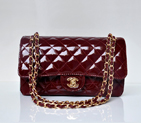 Chanel 2.55 Series Patent Leather Flap Bag 1112 in Claret with Gold Hardware 1112