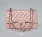 Chanel 2.55 Series Patent Leather Flap Bag 1112 in Pink with Silver Hardware 1112