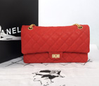 Chanel A226 Classic Flap Bag Original Cannage Pattern Nubuck Leather Red with Gold A226