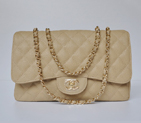 Chanel A28600 Caviar Leather Classic Flap Bag in Apricot with Gold A28600