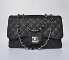 Chanel A28600 Caviar Leather Classic Flap Bag in Black with Silver A28600
