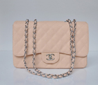 Chanel A28600 Caviar Leather Classic Flap Bag in Pink with Silver A28600