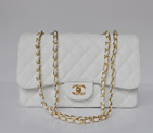 Chanel A28600 Caviar Leather Classic Flap Bag in White with Gold A28600