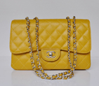 Chanel A28600 Caviar Leather Classic Flap Bag in Yellow with Silver A28600