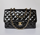 Chanel A28600 Patent Leather Classic Flap Bag in Black with Gold A28600