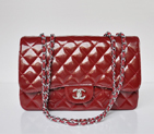 Chanel A28600 Patent Leather Classic Flap Bag in Claret with Silver A28600
