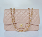 Chanel A28600 Sheepskin Leather Classic Flap Bag in Pink with Gold A28600