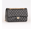 Chanel A30226 Classic Flap Bag Elephant Grain Leather in Black with Gold A30226