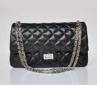 Chanel A30226 Classic Flap Bag Sheepskin Leather in black with Silver chain A30226