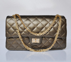 Chanel A30226 Marble Stripe Leather Classic Flap Bag in Bronze with Gold chain A30226