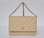 Chanel A33814 Caviar Leather Flap Bag Apricot in Silver A33814