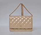 Chanel A33814 Patent Leather Flap Bag Apricot in Gold A33814
