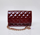 Chanel A33814 Patent Leather Flap Bag Claret in Gold A33814