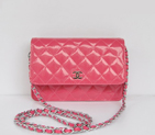 Chanel A33814 Patent Leather Flap Bag Peach in Silver A33814