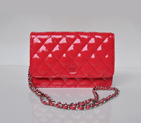 Chanel A33814 Patent Leather Flap Bag Watermelon red in Silver A33814