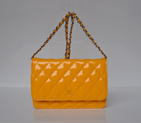 Chanel A33814 Patent Leather Flap Bag Yellow in Silver A33814