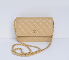 Chanel A33814 Sheepskin Leather Flap Bag Apricot in Gold A33814