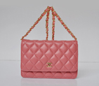 Chanel A33814 Sheepskin Leather Flap Bag Peach in Gold A33814